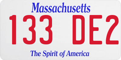 MA license plate 133DE2