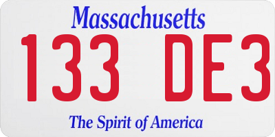 MA license plate 133DE3