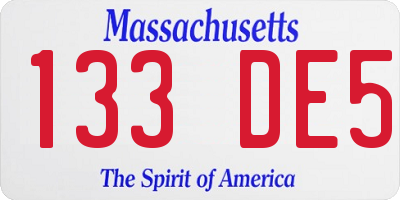 MA license plate 133DE5