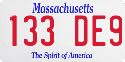 MA license plate 133DE9