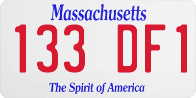 MA license plate 133DF1
