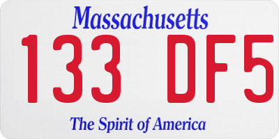 MA license plate 133DF5