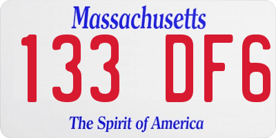 MA license plate 133DF6