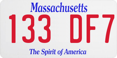 MA license plate 133DF7
