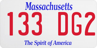 MA license plate 133DG2