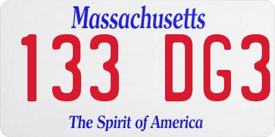 MA license plate 133DG3