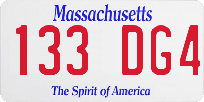 MA license plate 133DG4