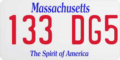 MA license plate 133DG5
