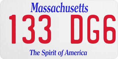 MA license plate 133DG6