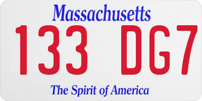 MA license plate 133DG7