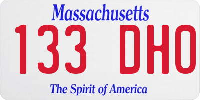 MA license plate 133DH0