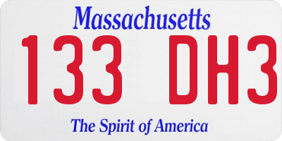 MA license plate 133DH3