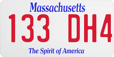 MA license plate 133DH4