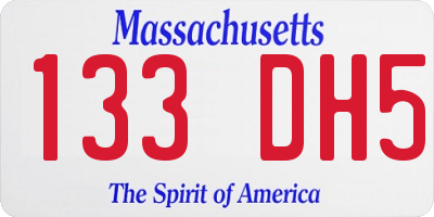 MA license plate 133DH5