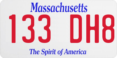 MA license plate 133DH8