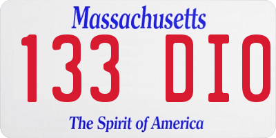 MA license plate 133DI0