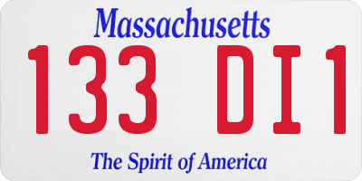 MA license plate 133DI1
