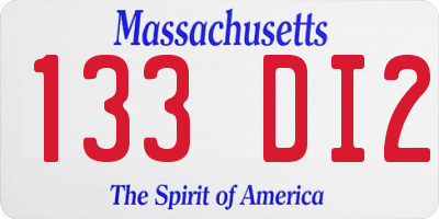 MA license plate 133DI2
