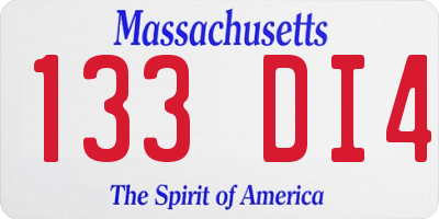MA license plate 133DI4