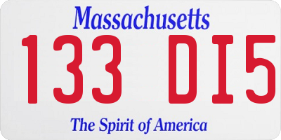MA license plate 133DI5