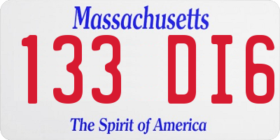 MA license plate 133DI6