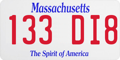 MA license plate 133DI8