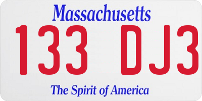 MA license plate 133DJ3