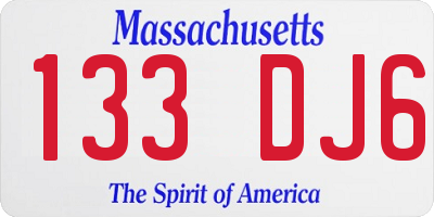 MA license plate 133DJ6