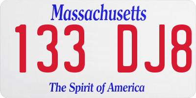 MA license plate 133DJ8