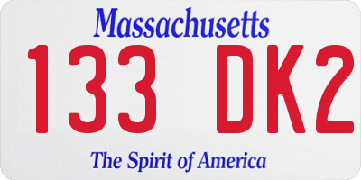 MA license plate 133DK2
