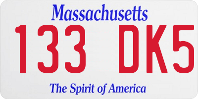 MA license plate 133DK5