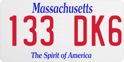 MA license plate 133DK6