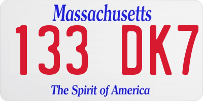 MA license plate 133DK7