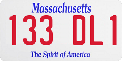 MA license plate 133DL1