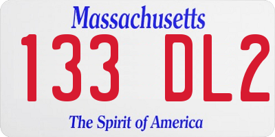 MA license plate 133DL2