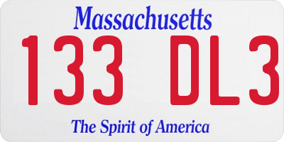 MA license plate 133DL3