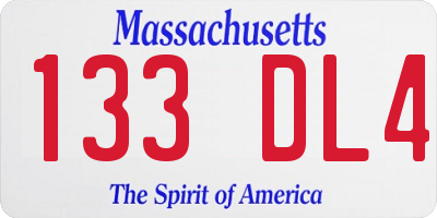 MA license plate 133DL4