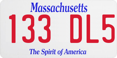 MA license plate 133DL5