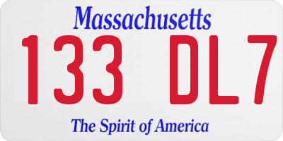MA license plate 133DL7