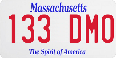 MA license plate 133DM0