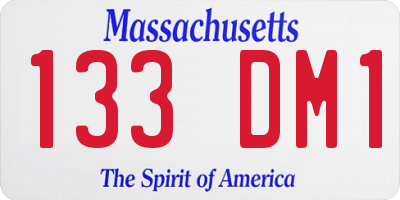 MA license plate 133DM1