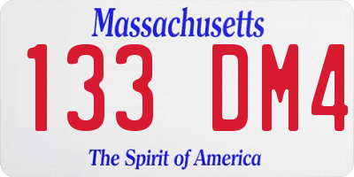 MA license plate 133DM4