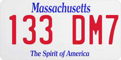 MA license plate 133DM7