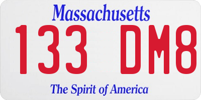 MA license plate 133DM8