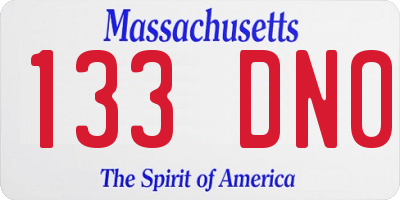 MA license plate 133DN0