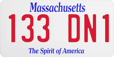 MA license plate 133DN1
