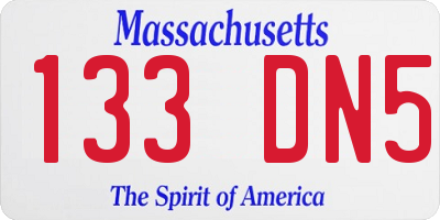 MA license plate 133DN5