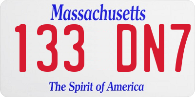 MA license plate 133DN7