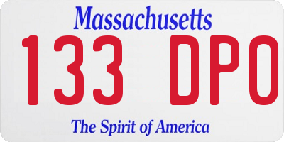MA license plate 133DP0