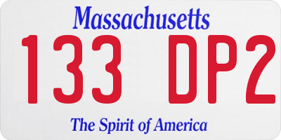 MA license plate 133DP2
